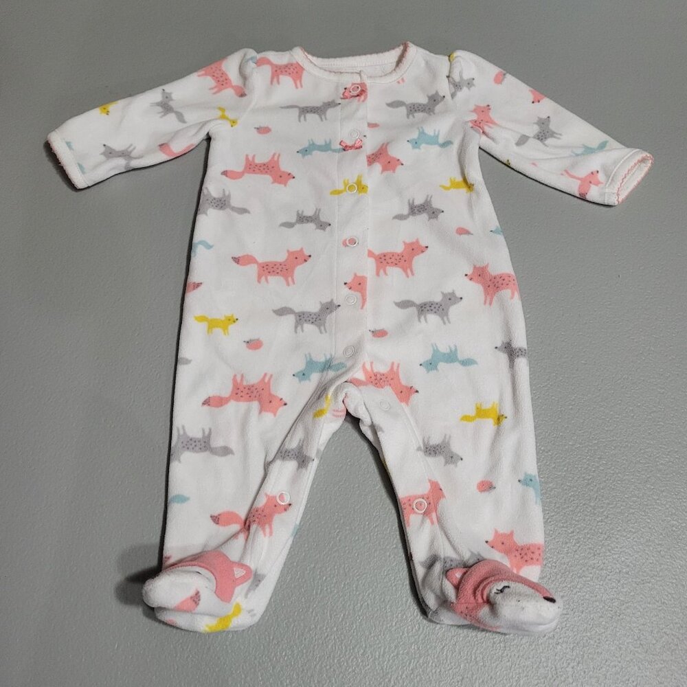 Child of Mine Carter’s Fox Footed Sleeper 0-3M Fleece Woodland Pajamas